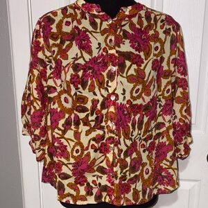 Melloday, buttoned down blouse SZ MED Floral